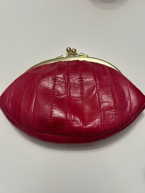 Lee Sands Vintage Pink Eel Skin Double Coin Purse/Clutch
